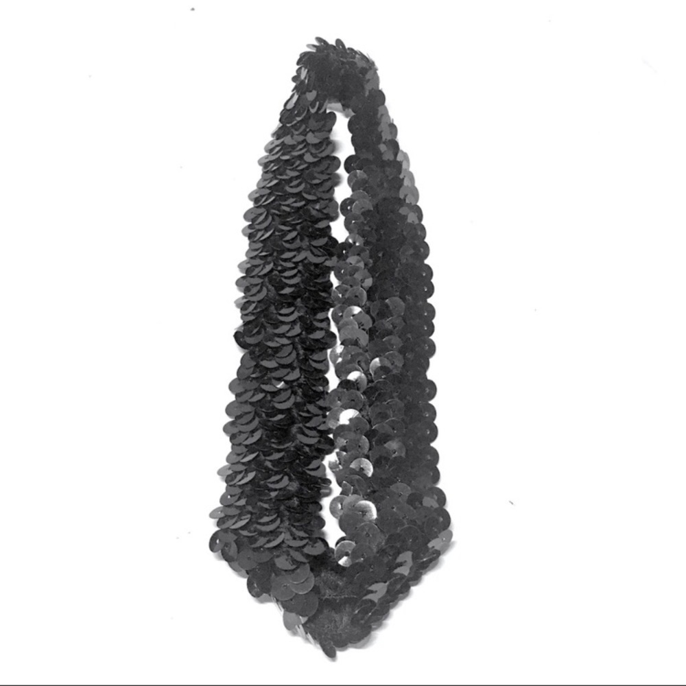 BLACK SEQUIN ELASTIC HEADBAND - Picture 4 of 8